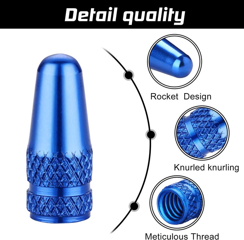 TPMSCENTER Aluminum Presta Valve Stem Caps – Blue Tire Air Dust Covers for Bike (4 Pack) – Fit French Valves on Road, MTB, Hybrid, Racing, Fitness, Folding & Fat Bikes - Image 3